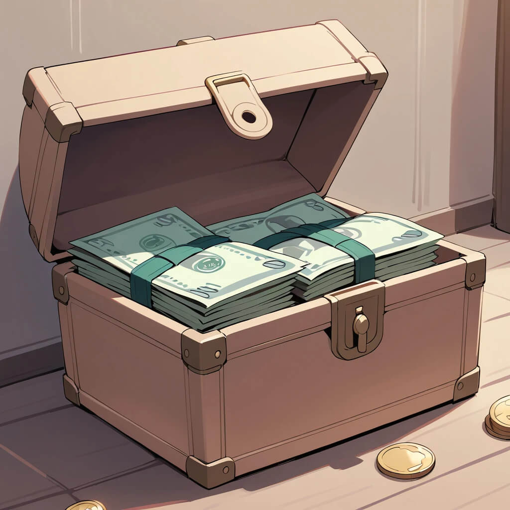 A chest overflowing with money, illustrating the concept of Individual Protection also known as personal insurance for financial security.