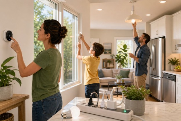 A family utilizes an ecobee thermostat, highlighting practical approaches to decrease home energy expenses.
